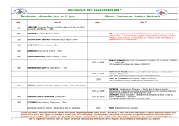 Calendrier des randonnées et séjours 2017