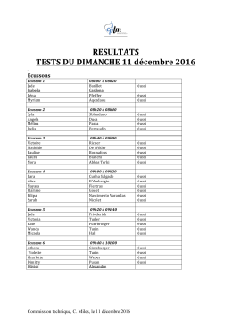 Résultats des tests du 11 décembre 2016