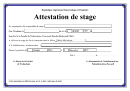 Attestation de stage - Universit&eacute; Hassiba Benbouali de Chlef