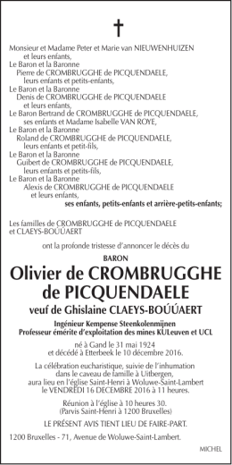 Olivier de CROMBRUGGHE de PICQUENDAELE