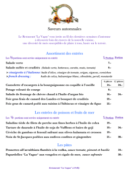 LA VAGUE - Entr&eacute;es - Restaurant La Vague