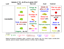 Semaine 01 - du 02 au 06 janvier 2017