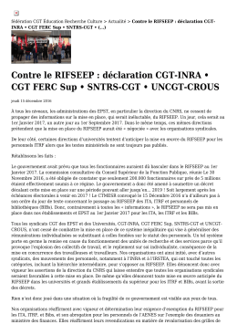 Contre le RIFSEEP : déclaration CGT