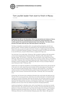 Tom Leuillet leader de bout en bout &agrave; Macao