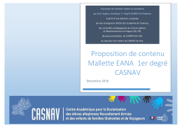 Proposition de contenu Mallette EANA 1er degr&eacute; CASNAV