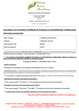 Inscription à la Formation Certifiante de Praticien en Aromathérapie