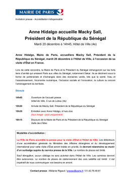 Anne Hidalgo accueille Macky Sall, Pr&eacute;sident de la
