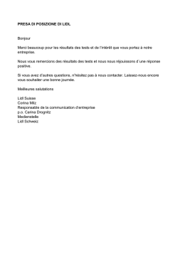 PRESA DI POSIZIONE DI LIDL Bonjour Merci beaucoup pour
