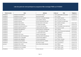 Liste des points de vente participant au programme Mes avantages