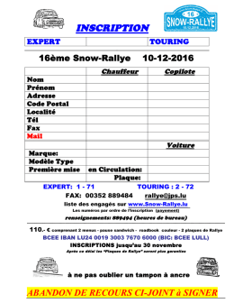 inscription - Snow Rallye