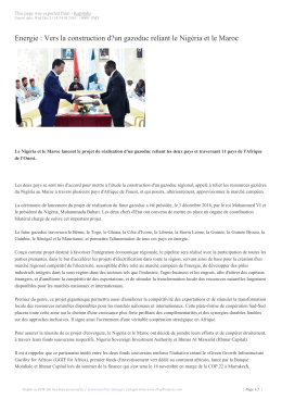 Vers la construction d?un gazoduc reliant le Nigéria et le