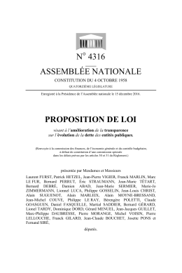 N&deg; 4316 ASSEMBL&Eacute;E NATIONALE PROPOSITION DE LOI