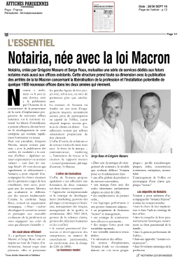 L`ESSENTIEL Notairia, n&eacute;e avec la loi Macron