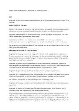 CONDITIONS GENERALES D`UTILISATION DE KING VALET SARL