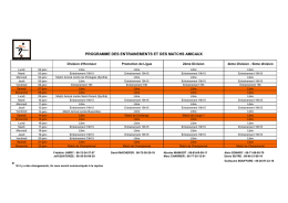 Planning entrainements et matchs amicaux