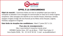APPEL &Agrave; LA CONCURRENCE