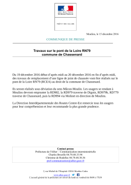consulter le communiqu&eacute; de presse : " Travaux sur le pont de la