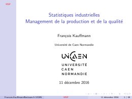 Statistiques industrielles Management de la production et de la qualit&eacute;
