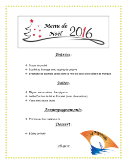 Menu de No&euml;l - La Passerelle