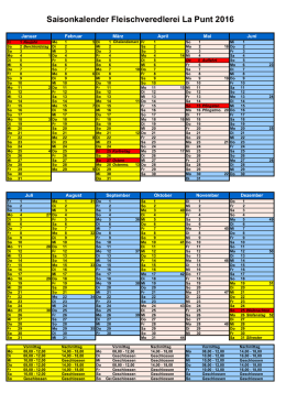 Saisonkalender Fleischveredlerei La Punt 2016