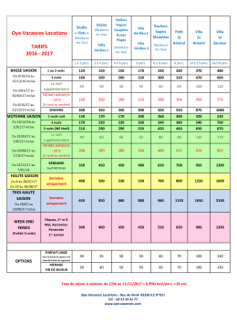 Oya-Vacances Locations TARIFS 2016