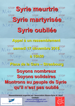 Syrie meurtrie Syrie martyris&eacute;e Syrie oubli&eacute;e - MRAP