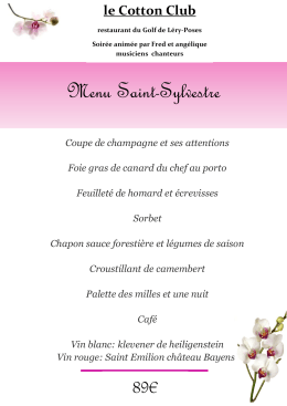 Menu Saint-Sylvestre 89
