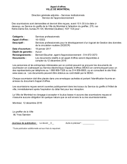 Services professionnels pour le d&eacute;veloppement d`un logiciel de