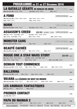 PROGRAMME du 7 au 13 décembre 2016