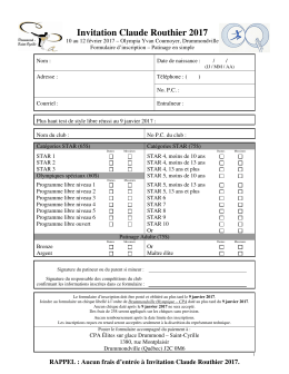 Formulaire d`inscription - Adultes et olympiques sp&eacute;ciaux
