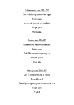 Oudejaarsavondmenu 2016 - 2017