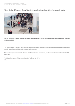 Fêtes de fin d?année : Pas d?école le vendredi après