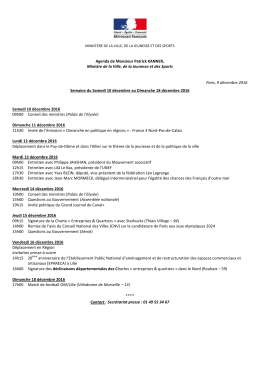Agenda de Monsieur Patrick KANNER, Ministre de la Ville, de la