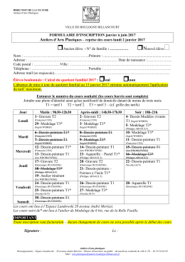 Formulaire d`inscription 2016 / 2017 - Boulogne