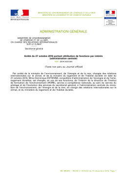 Arr&ecirc;t&eacute; du 27 octobre 2016