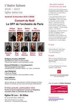 Concert de No&euml;l Le OFF de l`orchestre de Paris
