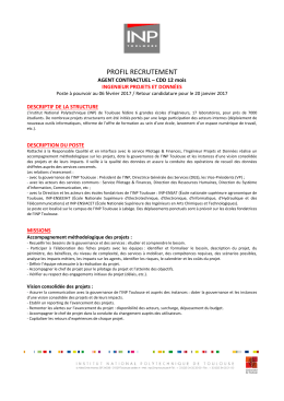 Fiche de poste Ingénieur Projets et Données