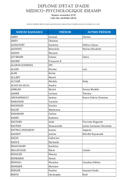 Liste des candidats admis (Internet) - DRJSCS Ile-de