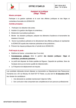 OFFRE D`EMPLOI