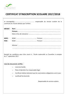 certificat d`inscription scolaire 2017/2018