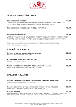 Suggestions - Brasserie du Relais