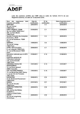 Liste des examens certifi&eacute;s par l`AMF dans le cadre de l`article 313