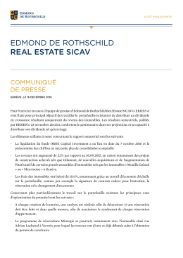 Communiqu&eacute; de presse - D&eacute;cembre 2016