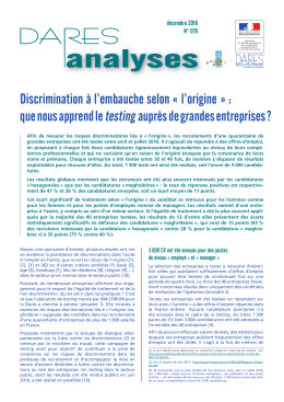Discrimination à l`embauche selon « l`origine - Dares