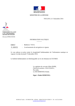 Bulletin hebdomadaire n°50/16