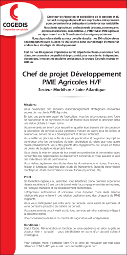 Chef de projet D&eacute;veloppement PME Agricoles H/F