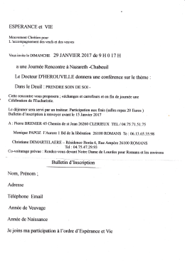 Bulletin d`Inscription