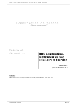 HDN Constructions, constructeur en Pays de la Loire et Touraine