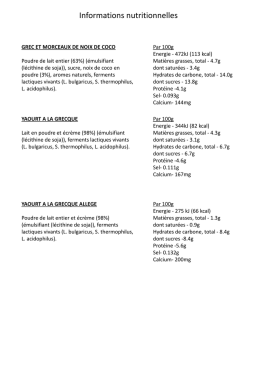 Informations nutritionnelles
