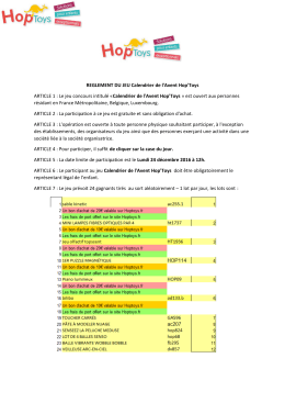 REGLEMENT DU JEU Calendrier de l`Avent Hop